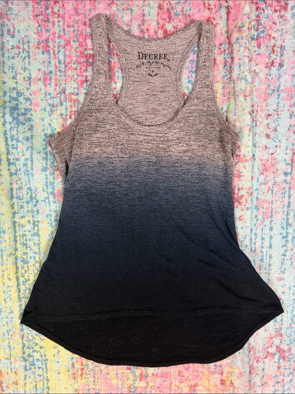 Decree Gray to Black Ombre Racerback Tank